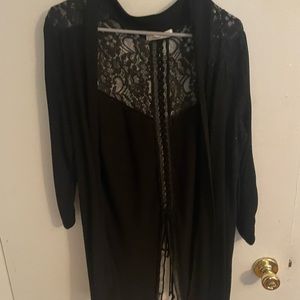 Black lace long cardigan